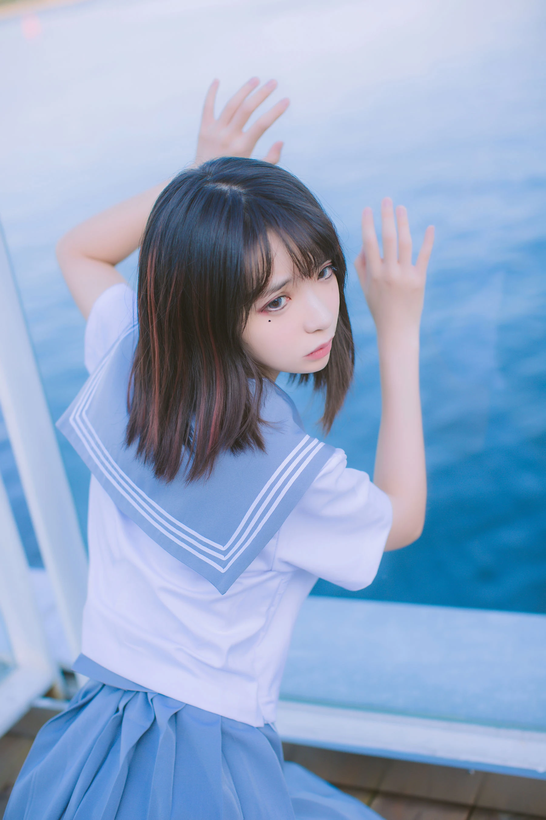 疯猫ss 海边蓝白水手服插图4