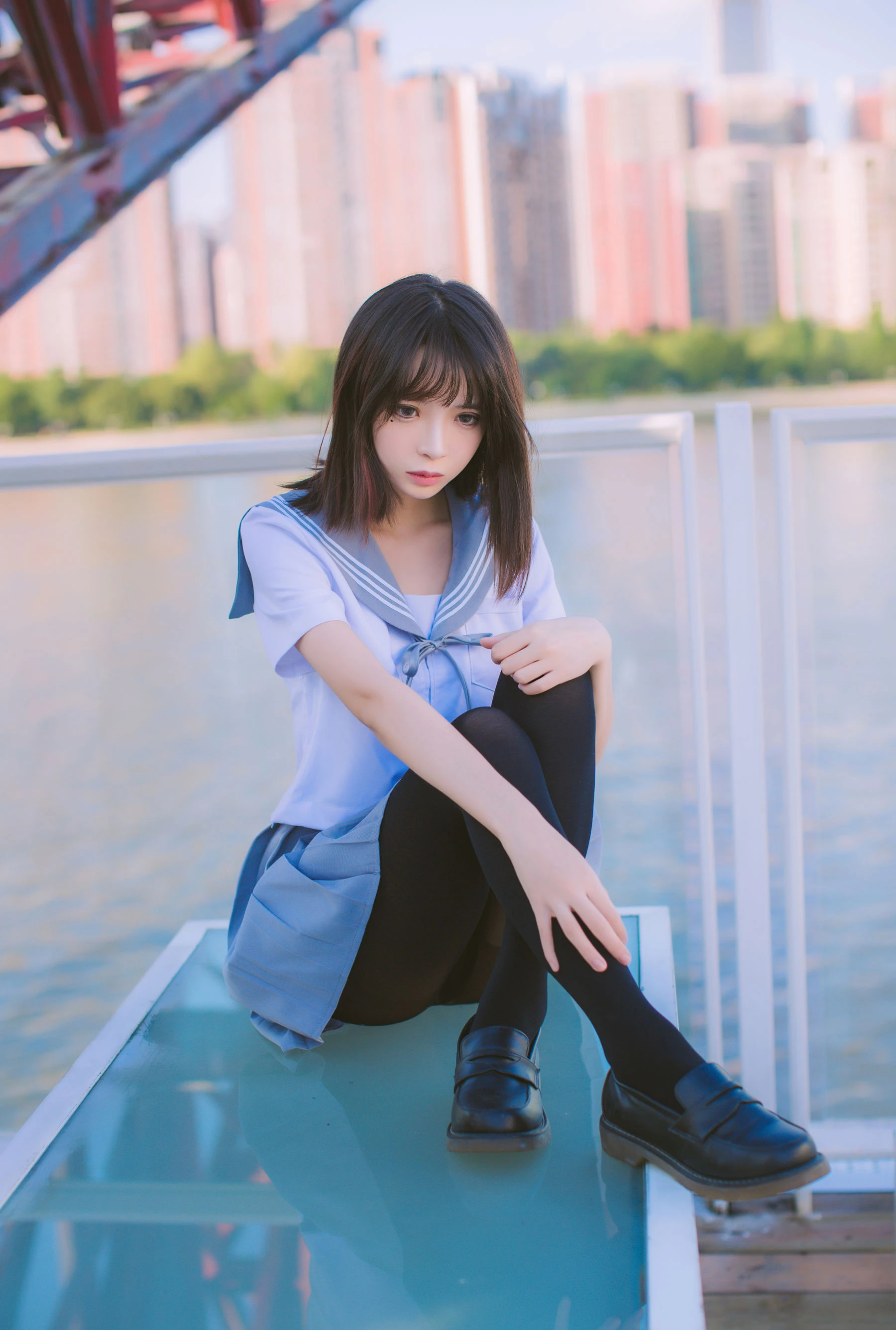 疯猫ss 海边蓝白水手服插图8