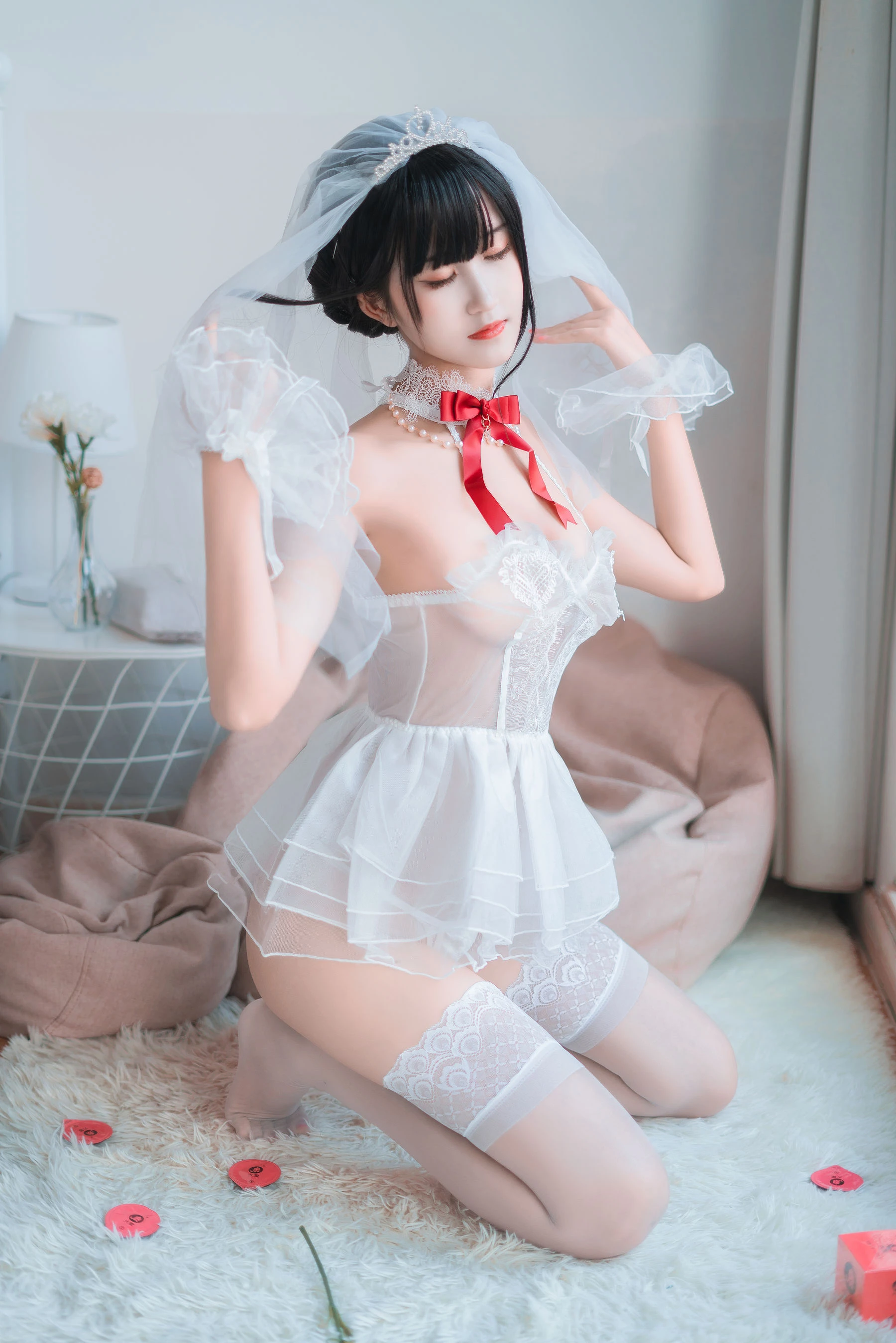 微博妹子三度_69 – 婚纱孔雀翎插图2