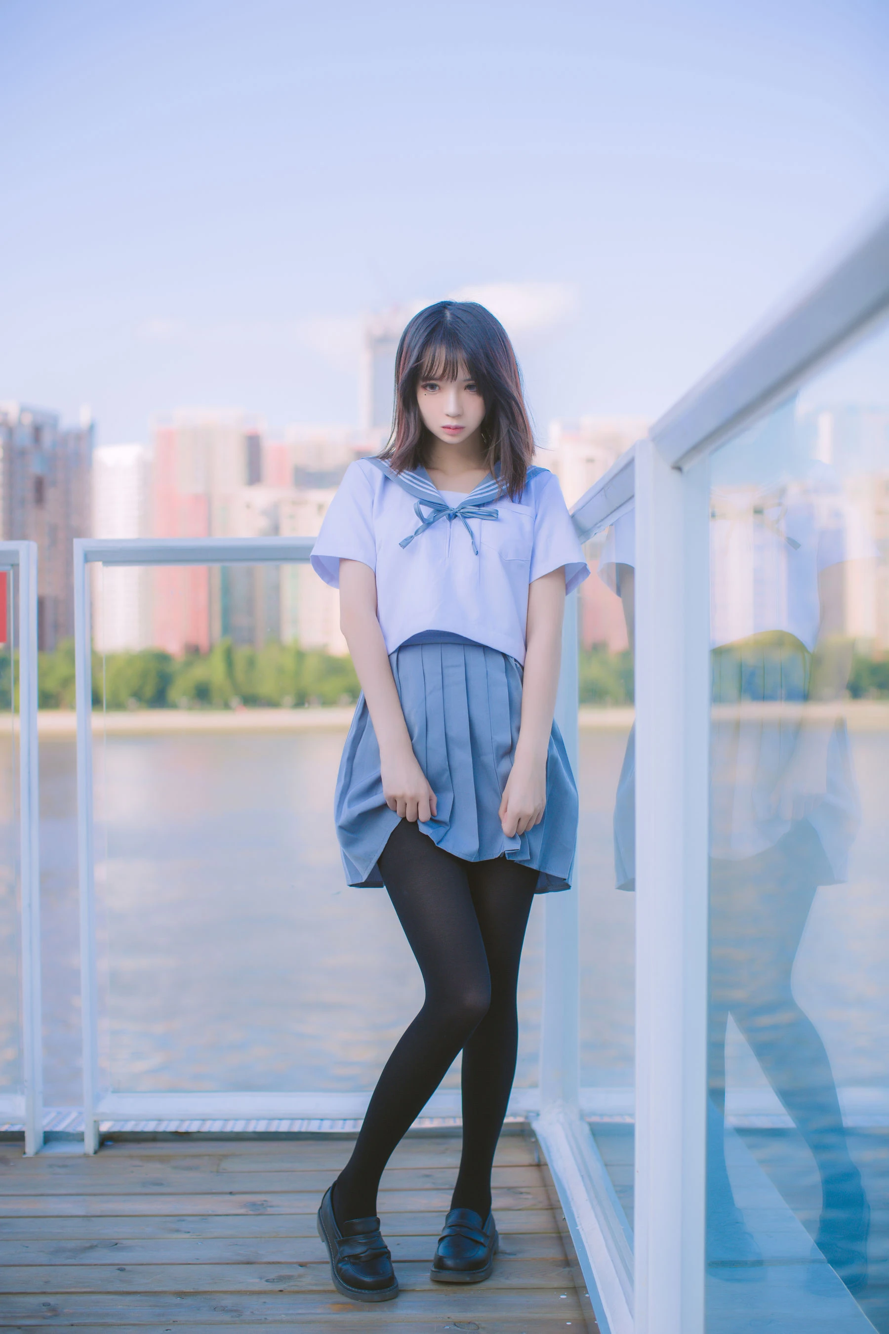 疯猫ss 海边蓝白水手服插图5