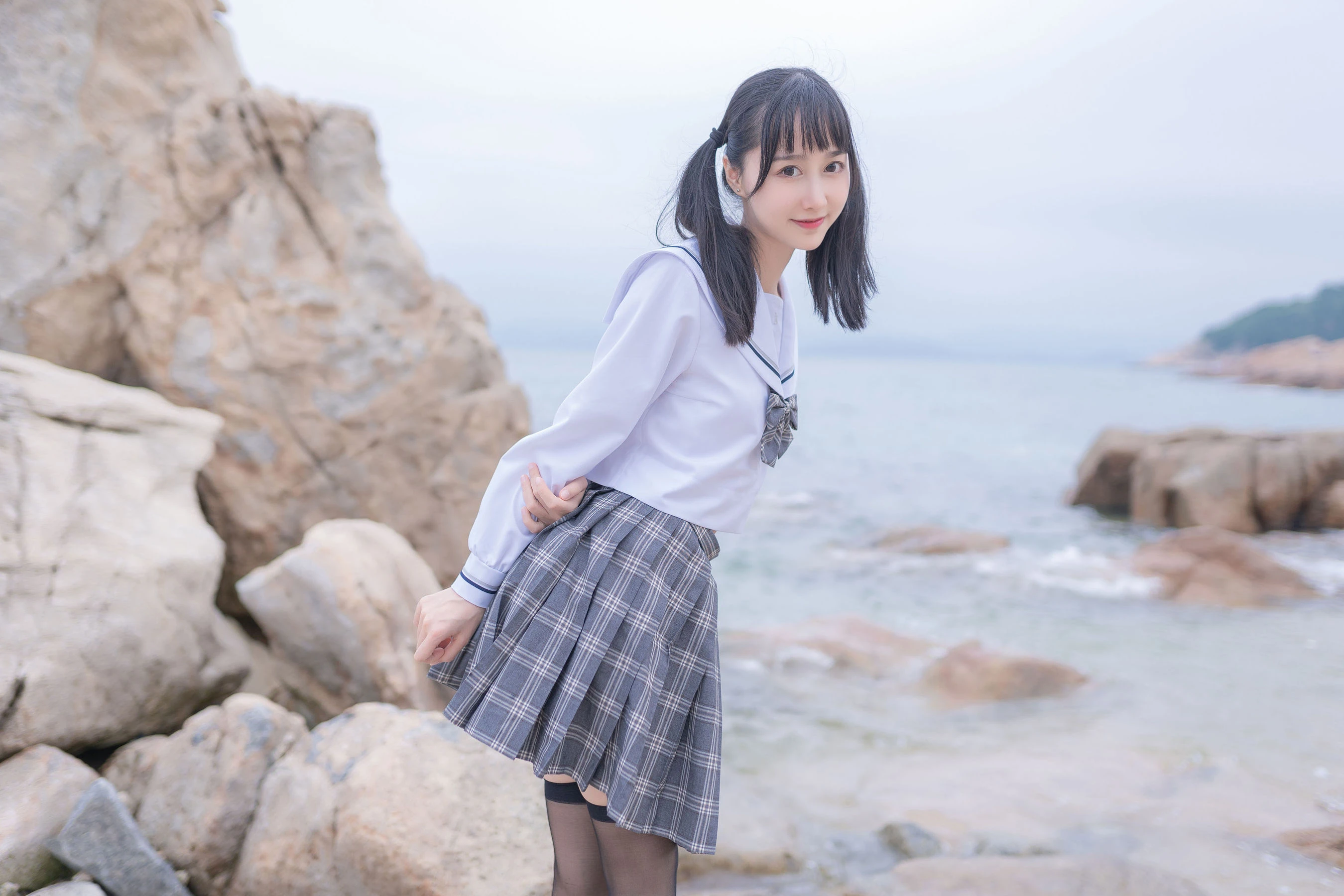 萌系小姐姐木绵绵OwO – 海边JK插图6