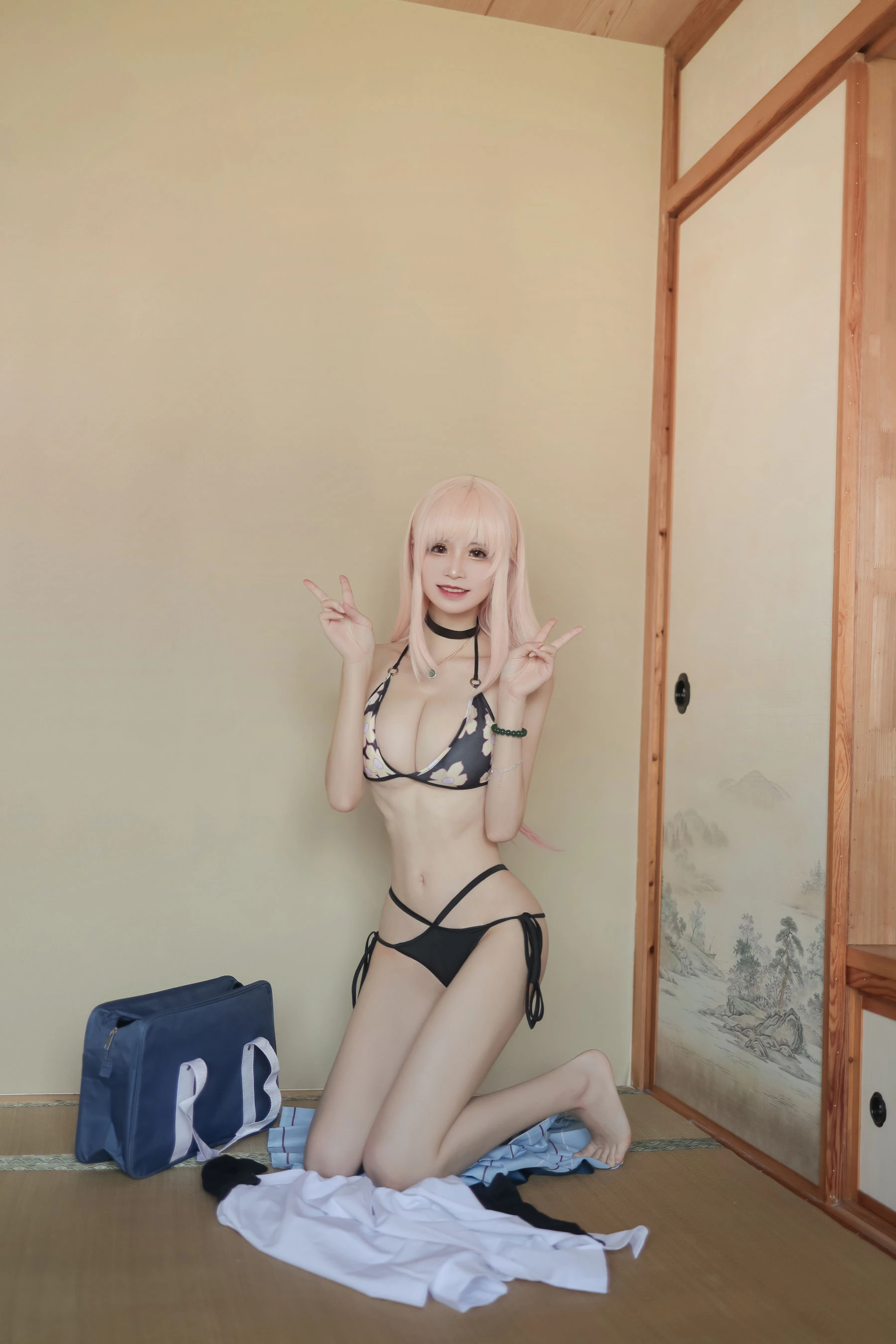 动漫博主爱老师_PhD – 喜多川海梦 校服 泳装 [17P]插图2