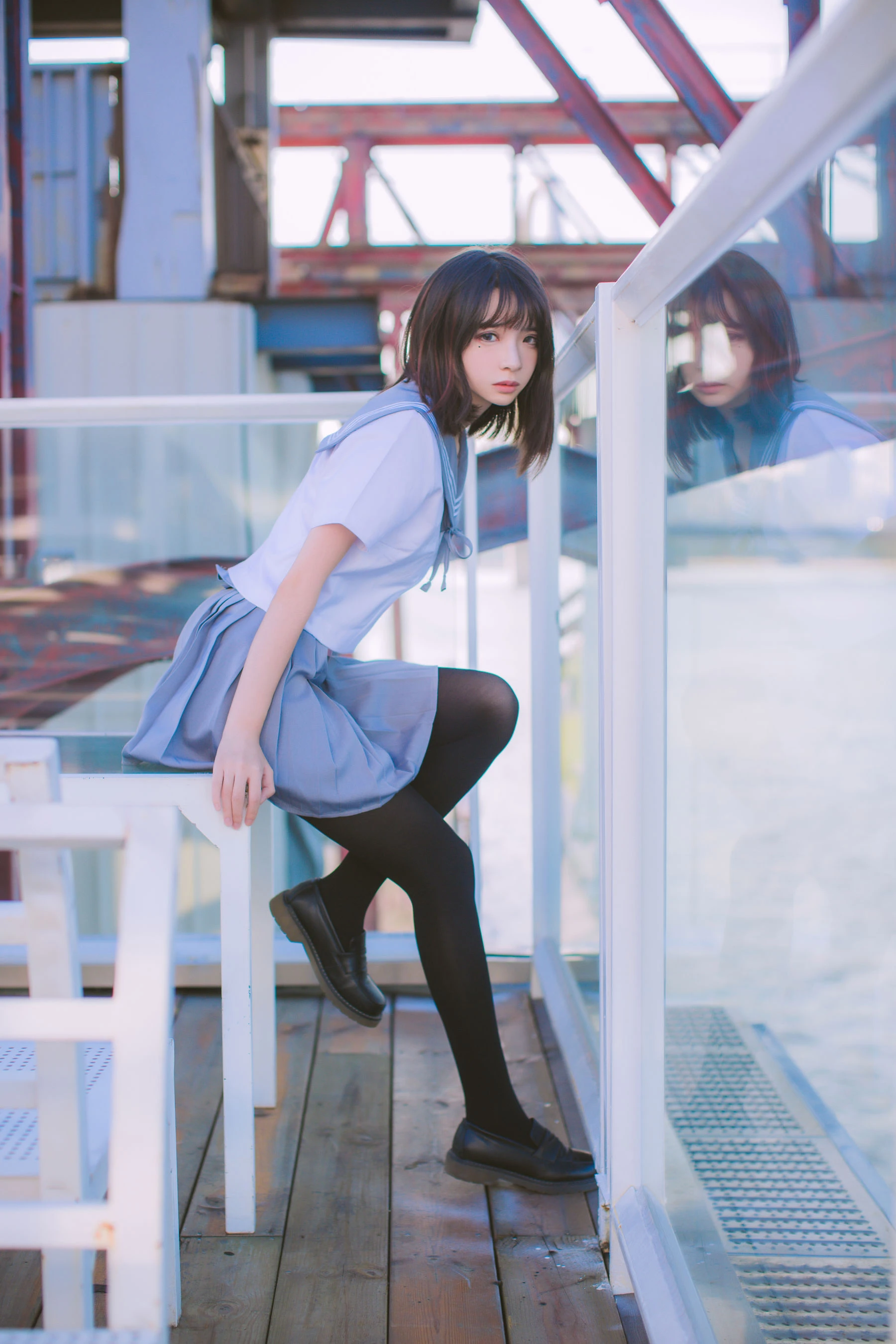 疯猫ss 海边蓝白水手服插图7