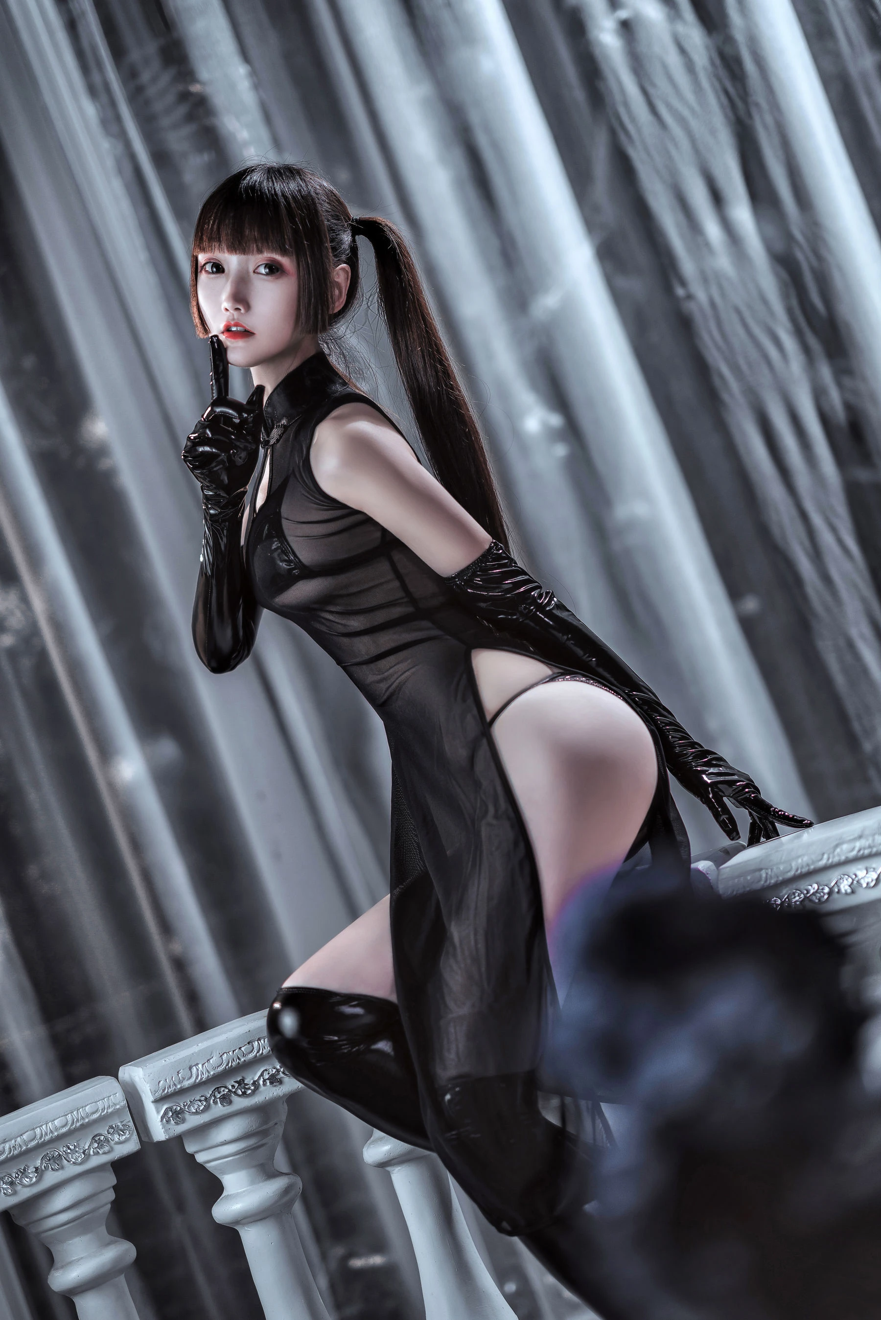 COS少女星野咪兔 – 透视网纱旗袍插图4