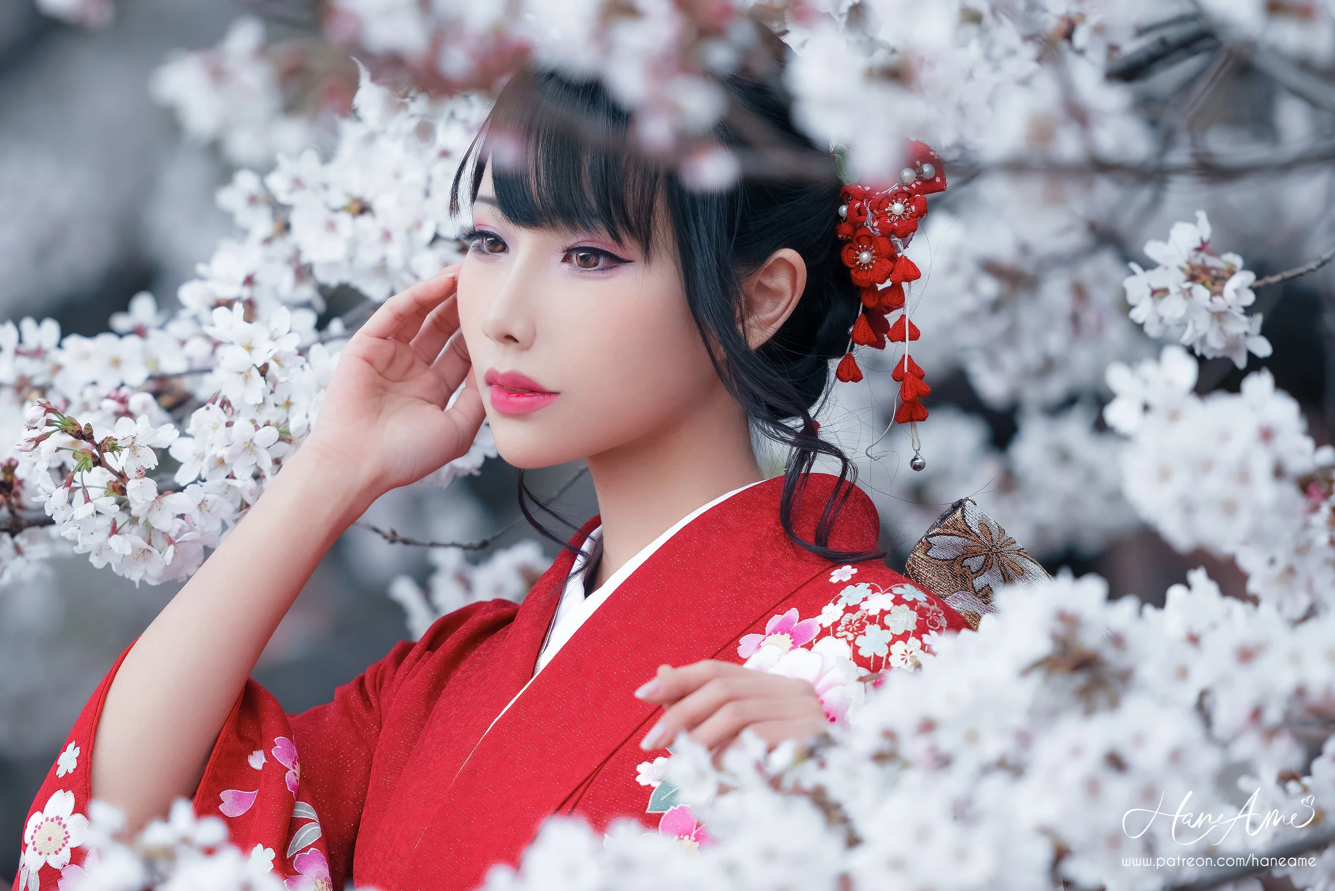 Hane Ame 雨波 – 赤紅和服插图7