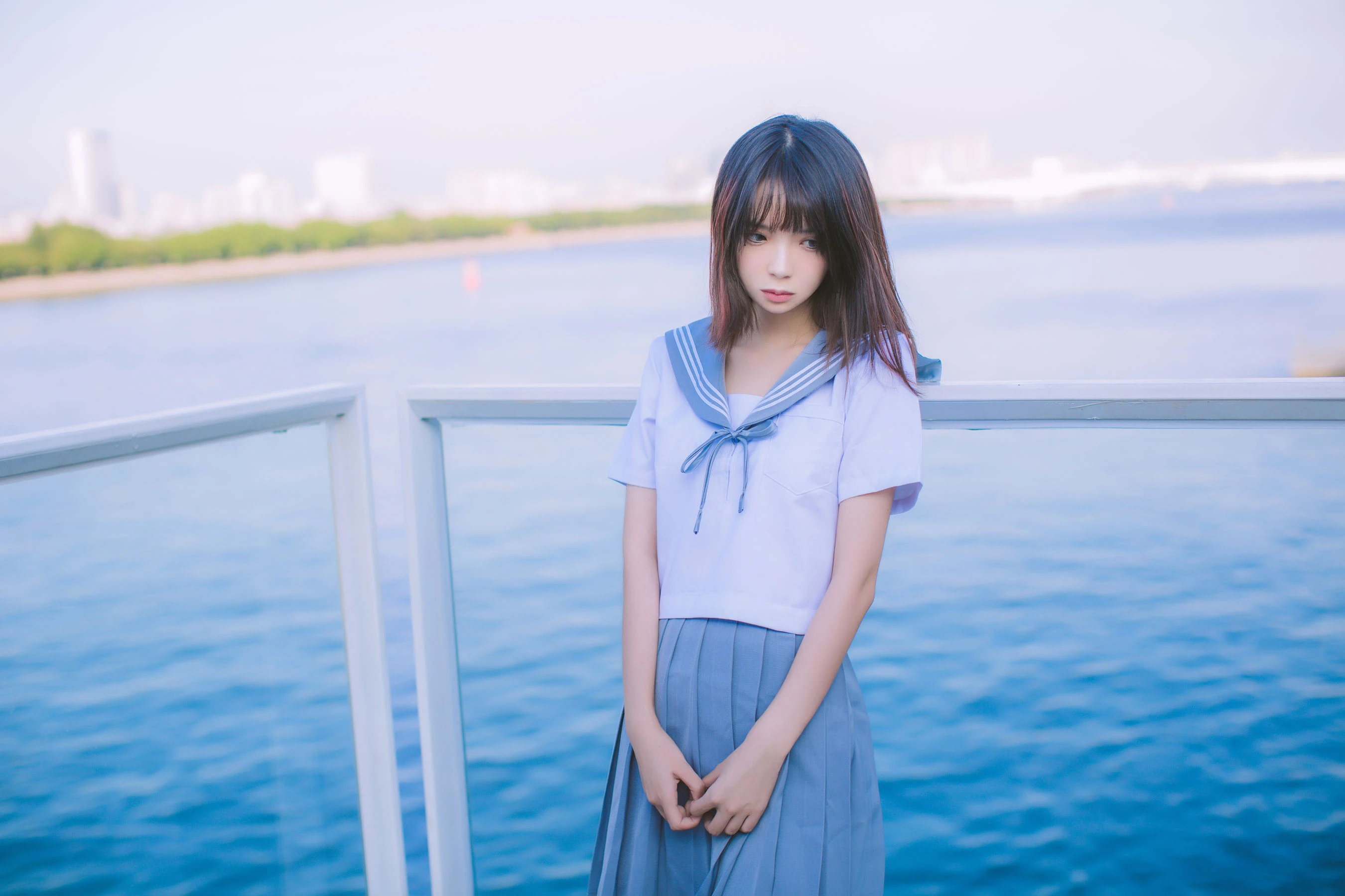 疯猫ss 海边蓝白水手服插图2