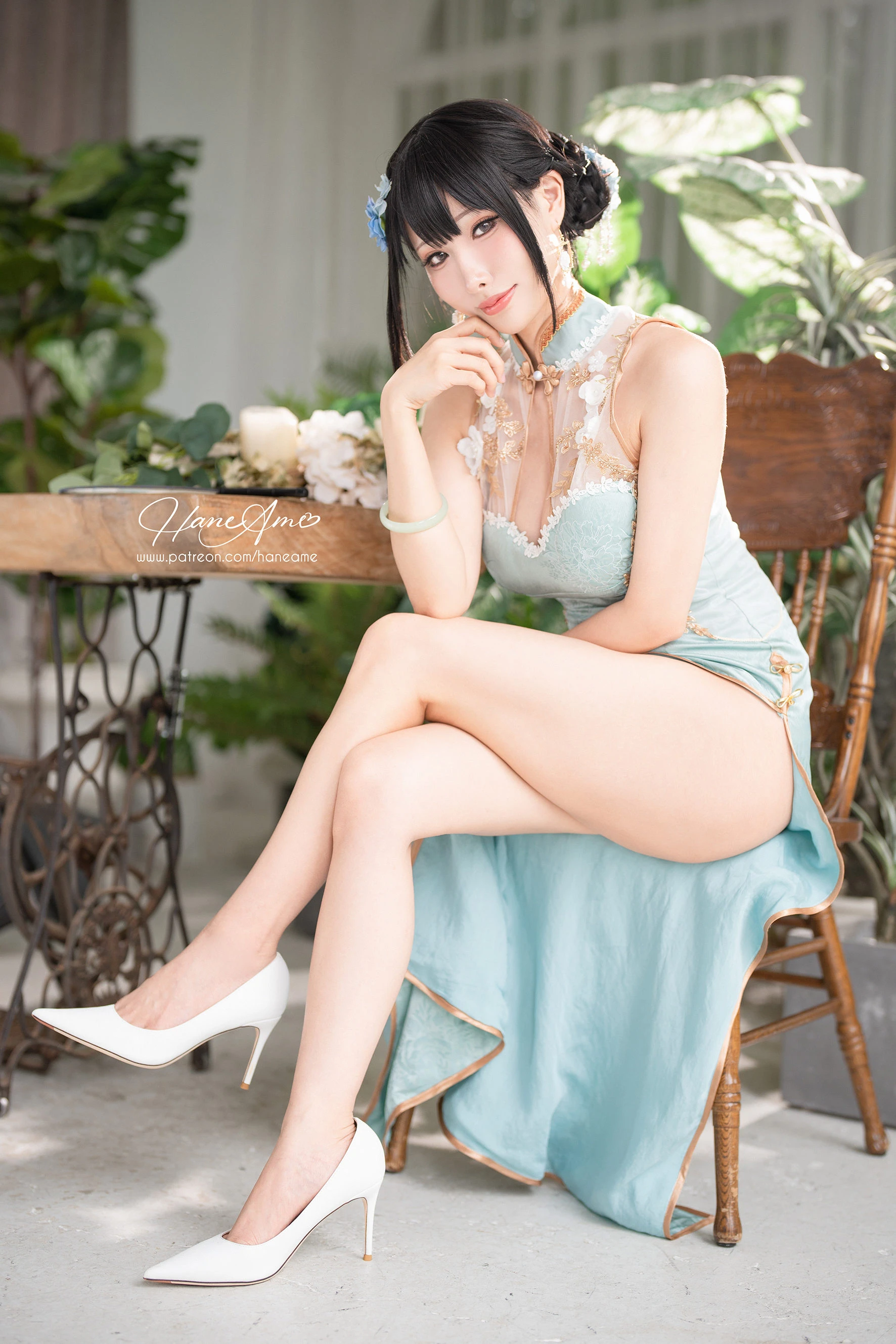 Hane Ame 雨波写真 – 綠韻旗袍 [30P]插图11