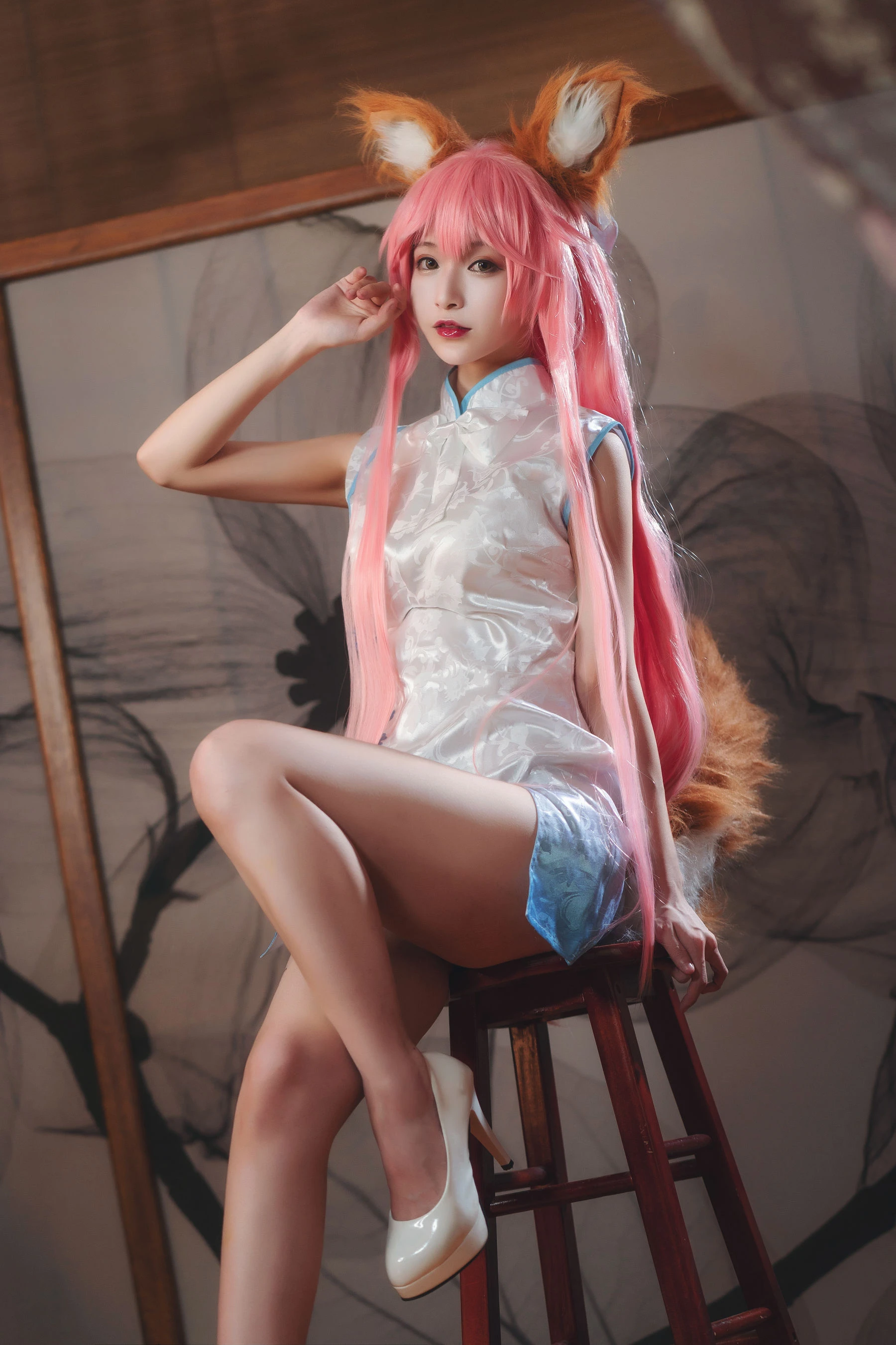 动漫博主铁板烧鬼舞w – 玉藻前 旗袍 [20P]插图4