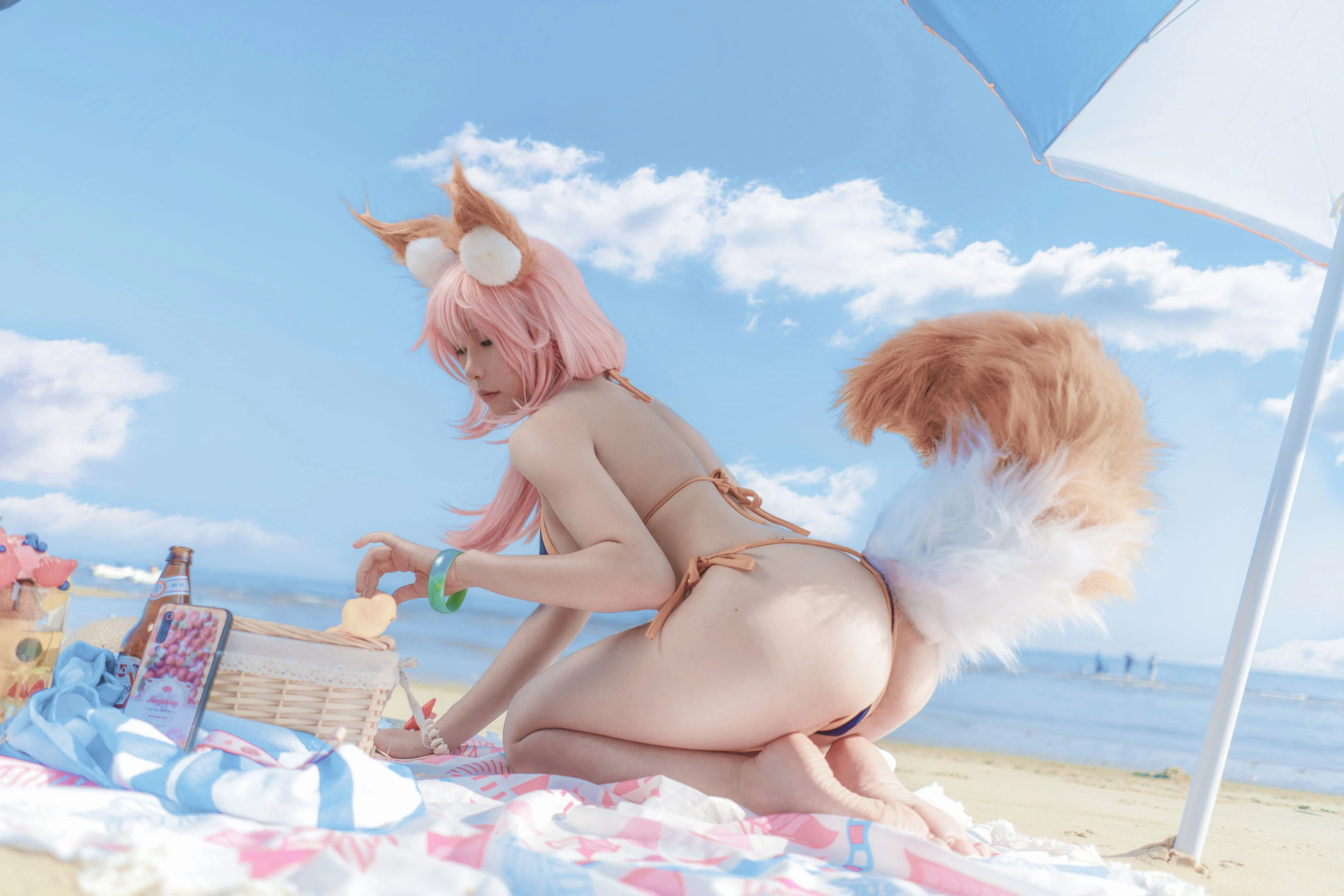 动漫博主uki雨季 – 玉藻前海边泳装插图5