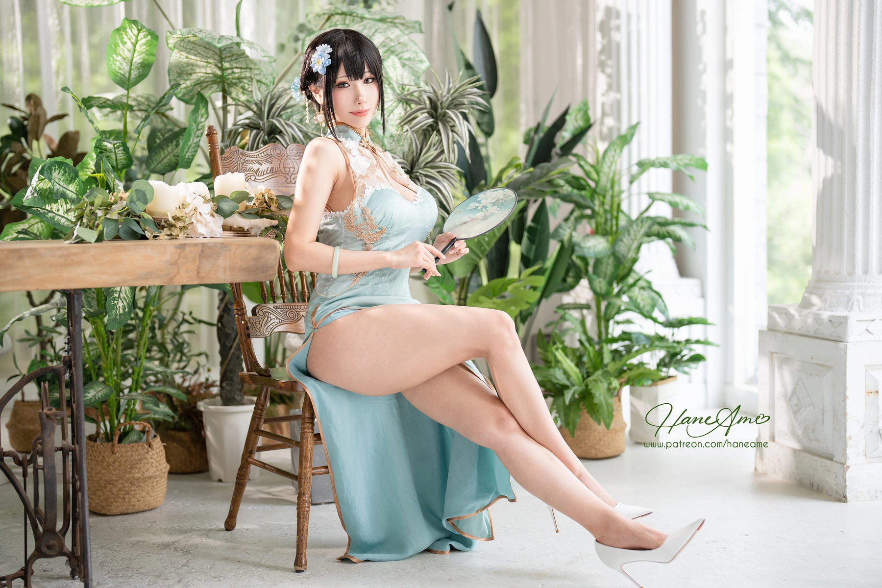 Hane Ame 雨波写真 – 綠韻旗袍 [30P]插图6