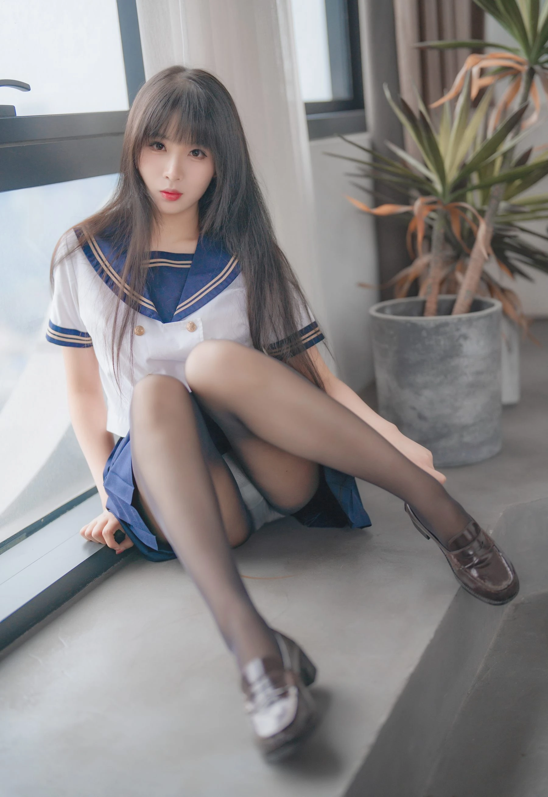 轩萧学姐 – 五月舰长 黑丝JK内衣 [32P]插图5