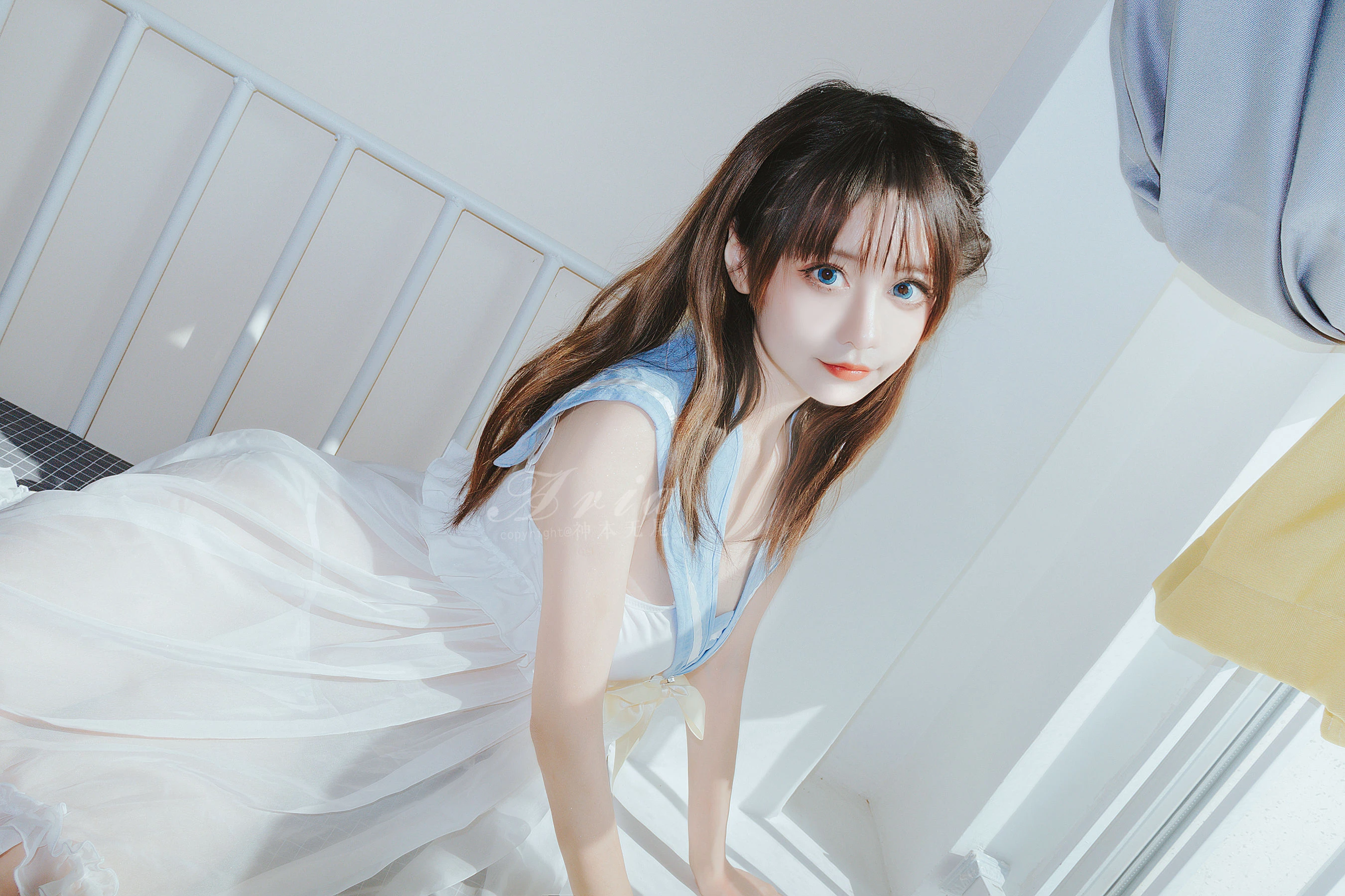 神本无尾_Aria – 蓝色睡裙插图1