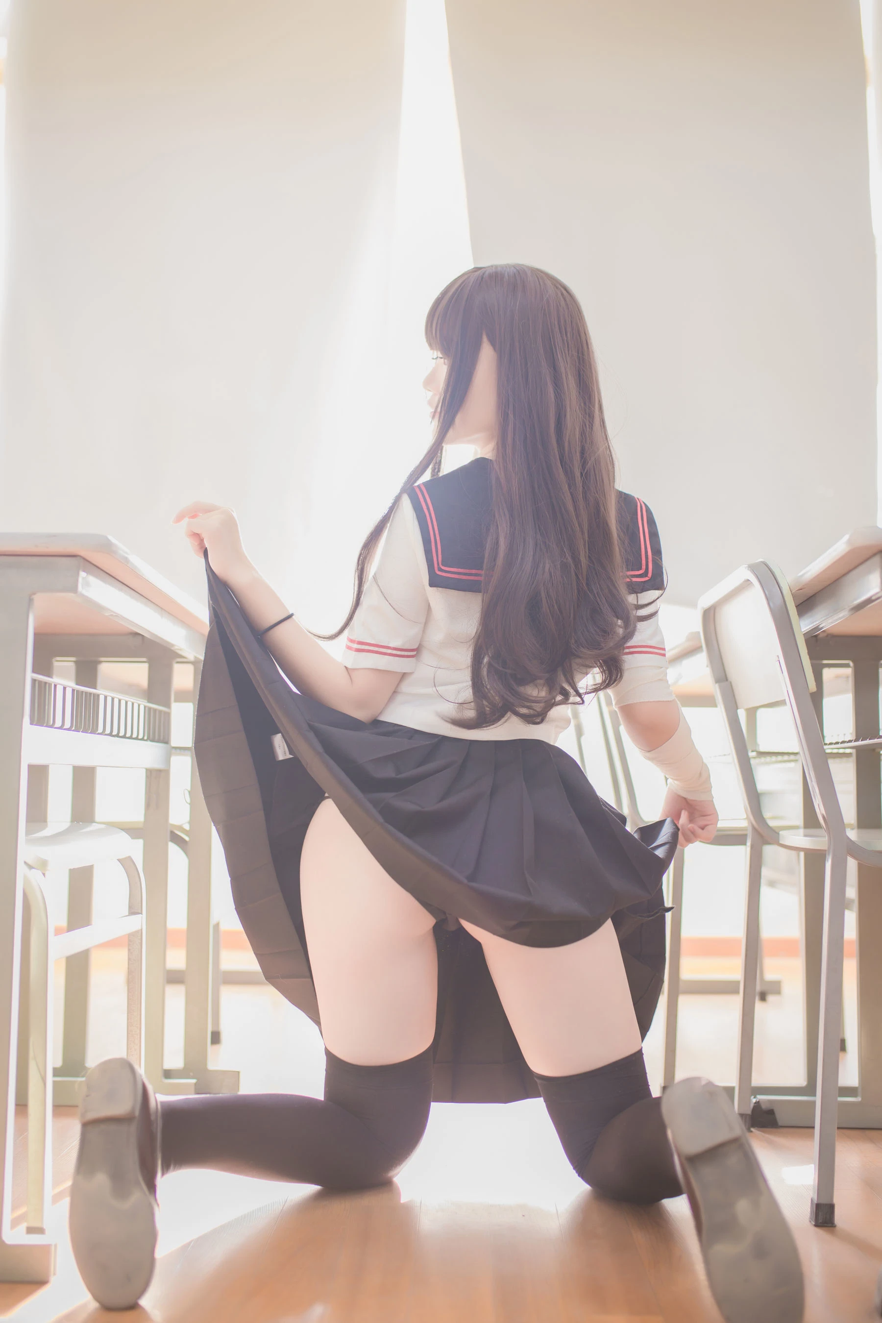 Yoko宅夏Cos – 黑丝JK插图1