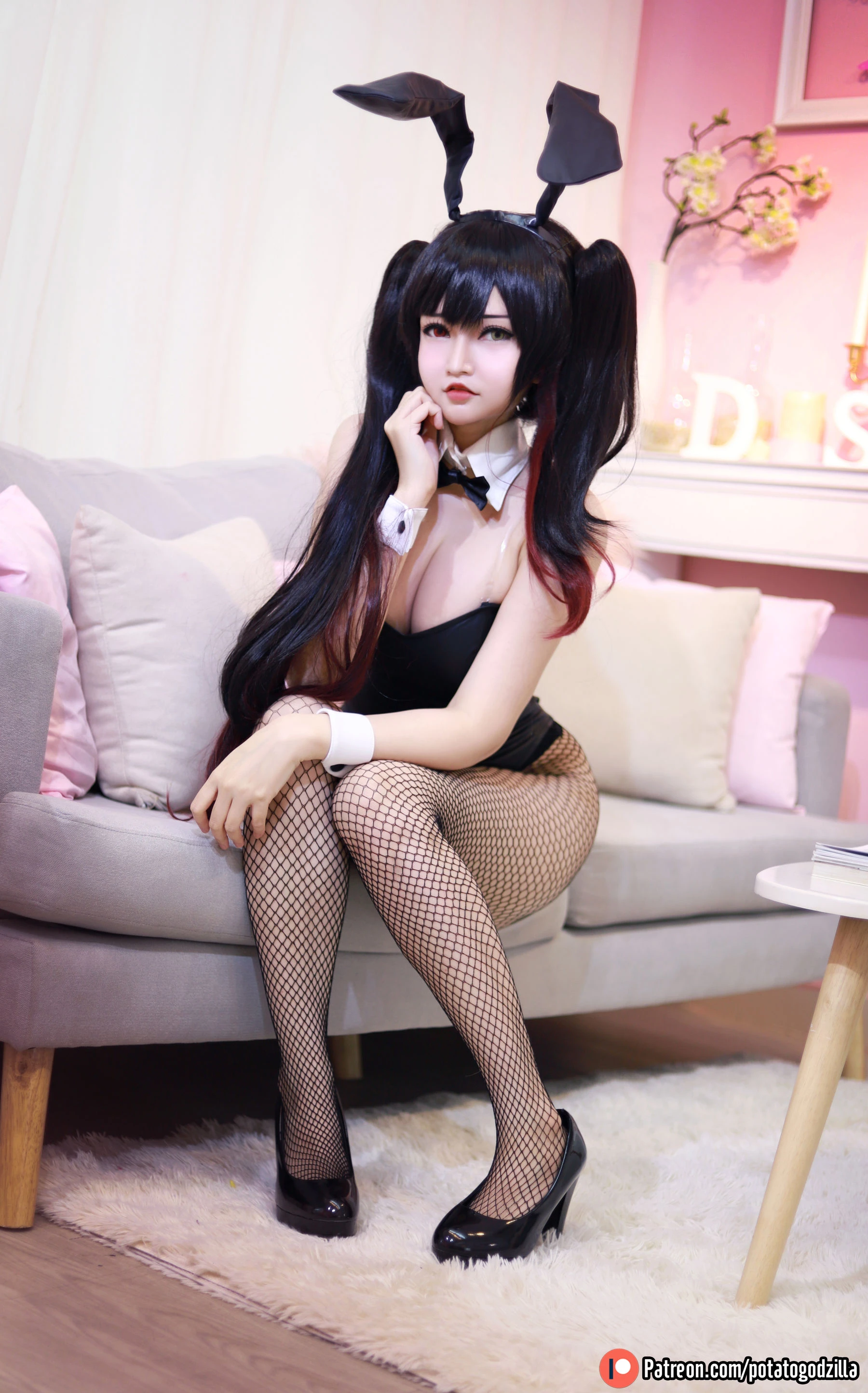 Coser小姐姐Potato Godzilla – Kurumi Tokisaki Bunny Girl插图3