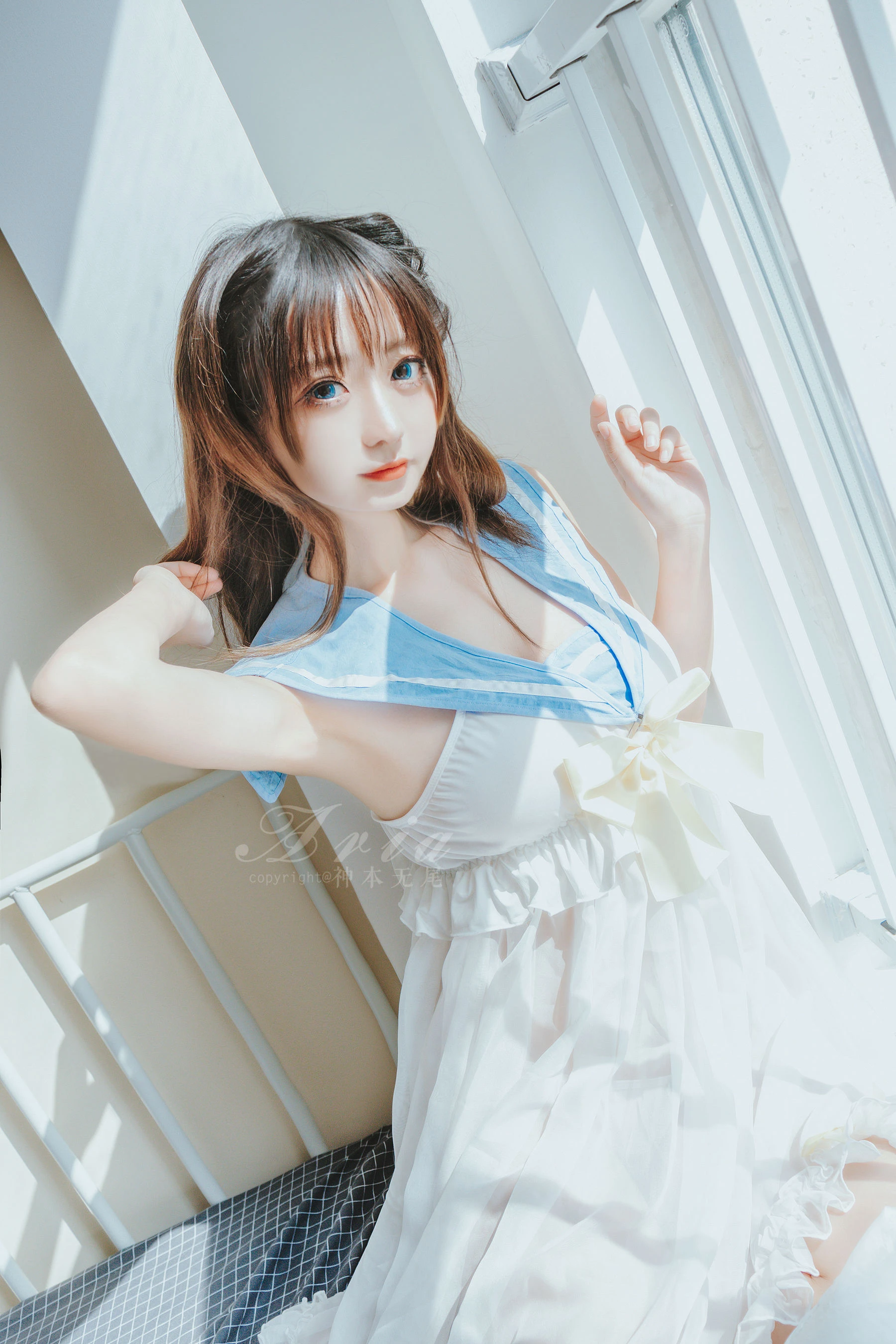 神本无尾_Aria – 蓝色睡裙插图3
