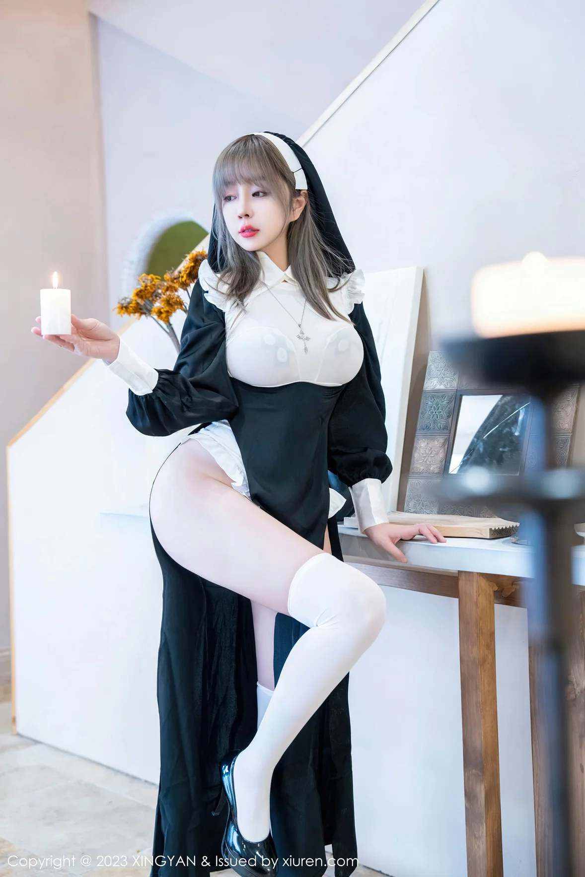 星颜社 Vol.187 王雨纯 性感黑色修女性感写真 [76P]插图5