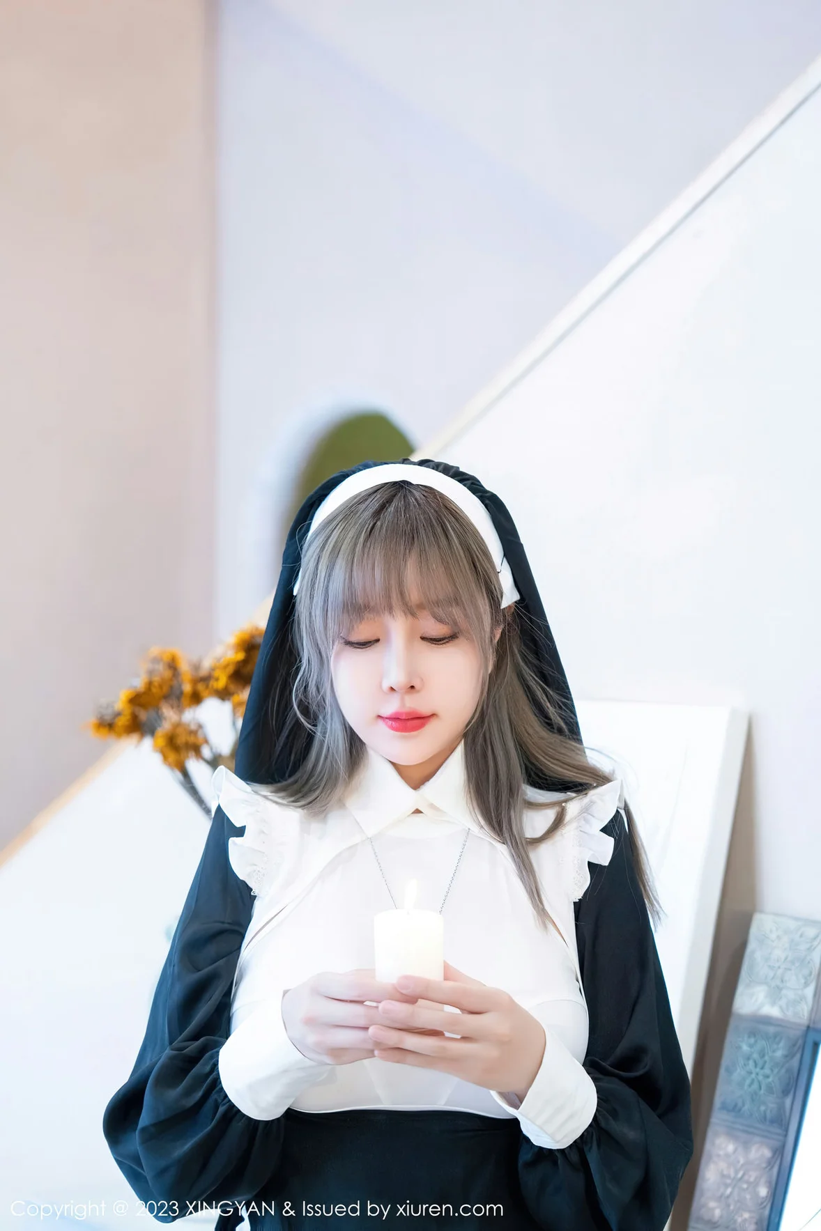 星颜社 Vol.187 王雨纯 性感黑色修女性感写真 [76P]插图1