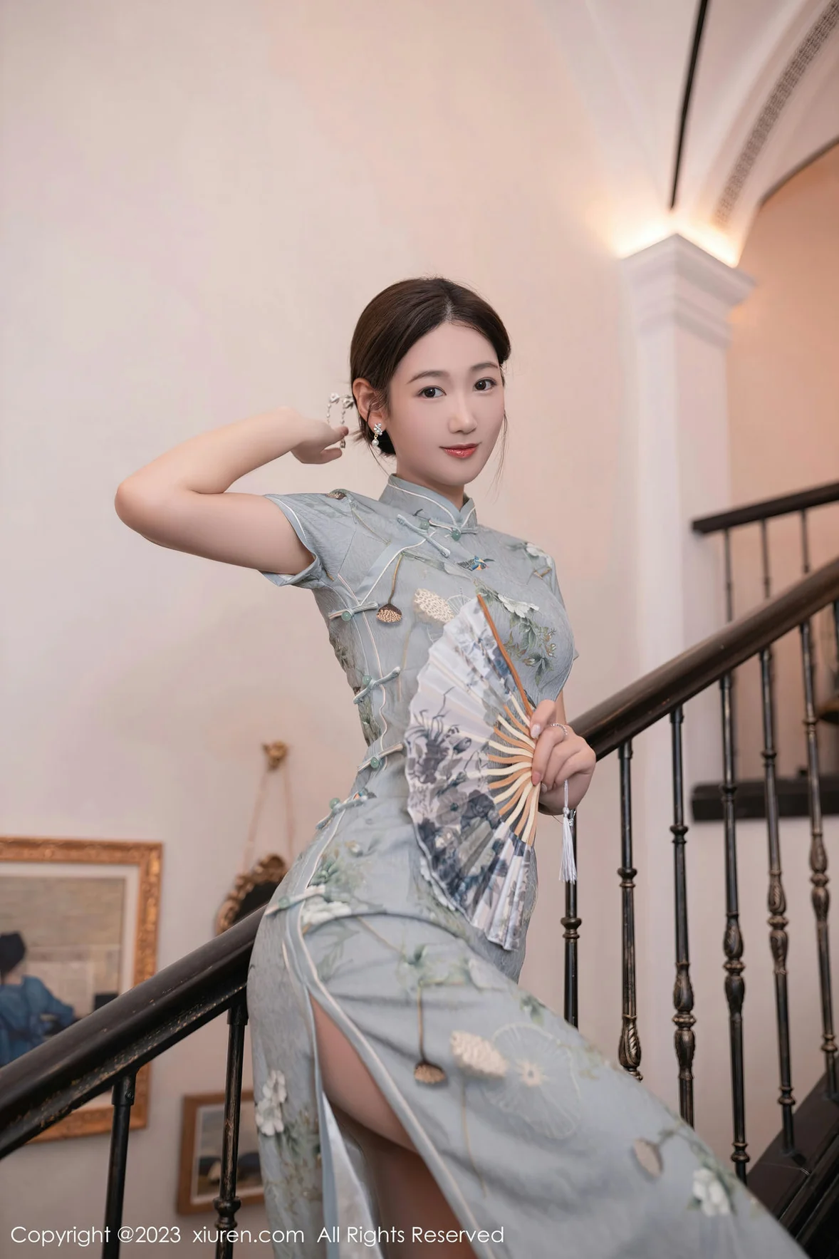 XiuRen 秀人 No.7232 唐安琪 绿灰色旗袍巴厘岛旅拍 [77P]插图5